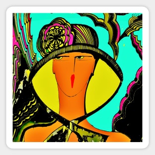 tropical colours art deco summer hat Sticker